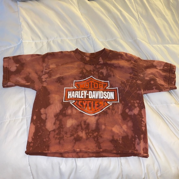 Harley Davidson Cropped Acid Wash Tshirt - Picture 1 of 4